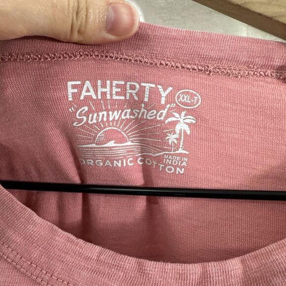 Faherty Sunwashed Salmon Pink Short Sleeve Tee Shirt Mens XXL-T ***READ - Picture 3 of 11